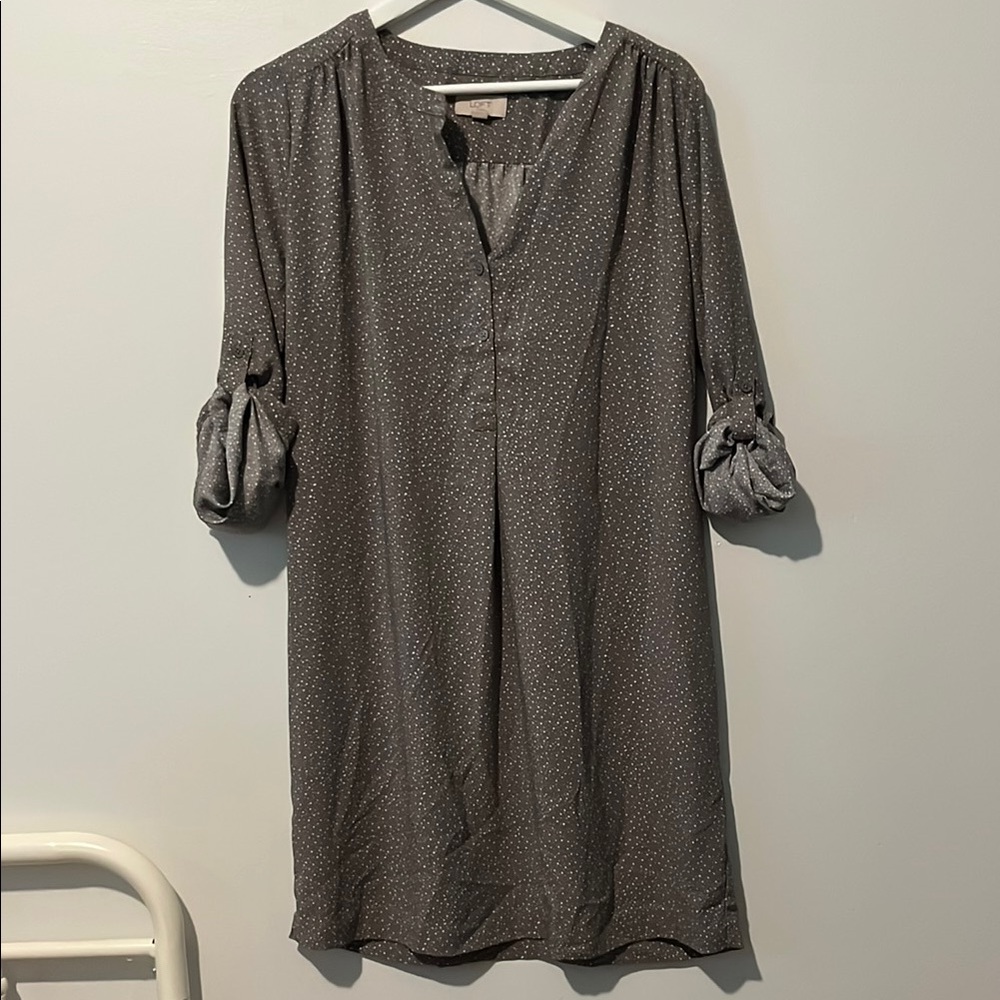 LOFT Charcoal Polka Dot Blouse